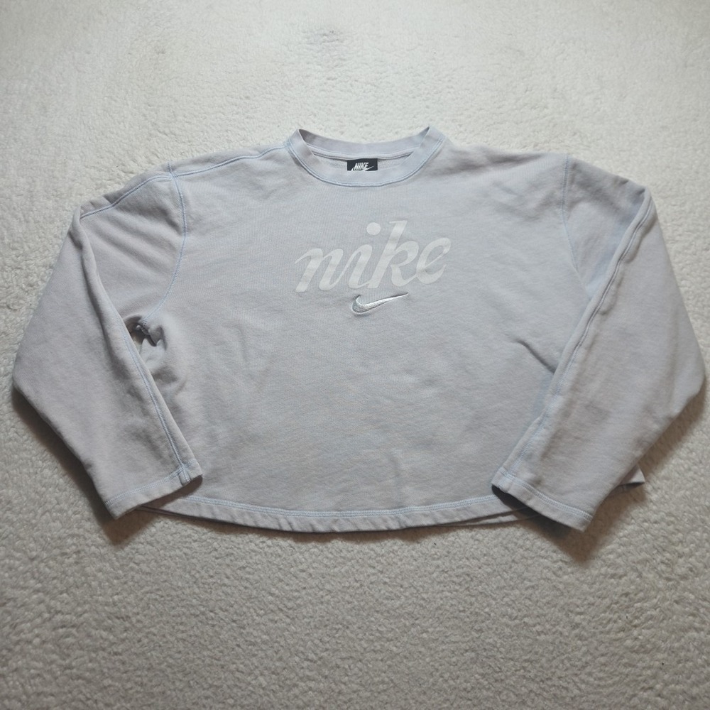 Nike NSW Cropped WSH Sweatshirt‎ Women Size 1X Blue Marbled Boxy Cotton Purple
